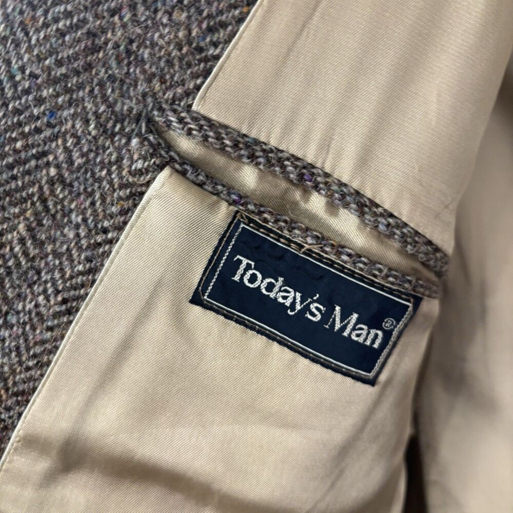 VTG Today's Man Woolmark Wool Tweed Size 41 Mens Sports Coat Blazer Jacket Brown - Picture 8 of 13